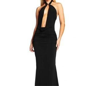 I.Am.Gia NWT Valentina Maxi Dress Halter Open Back Mermaid Skirt Black Size Smal